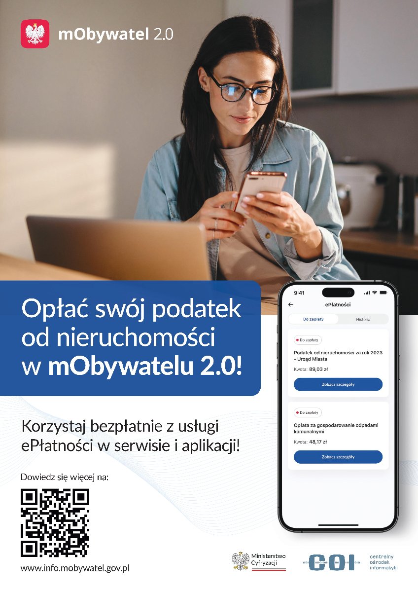 Plakat ze zdjęciem kobiety ze smartphonem, obok najważniejsze informacje o usłudze - grafika artykułu