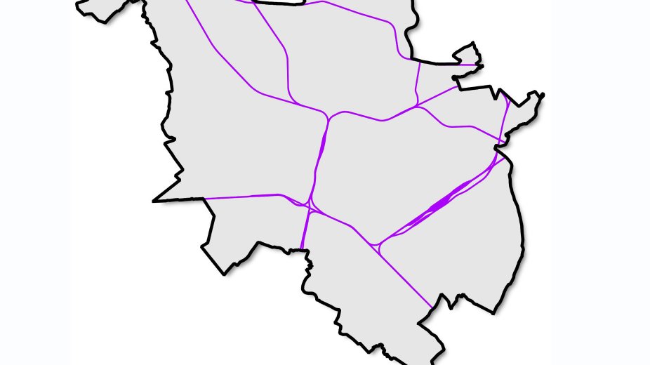 Na zdjęciu widać mapę pociągów, generujących hałas w mieście.