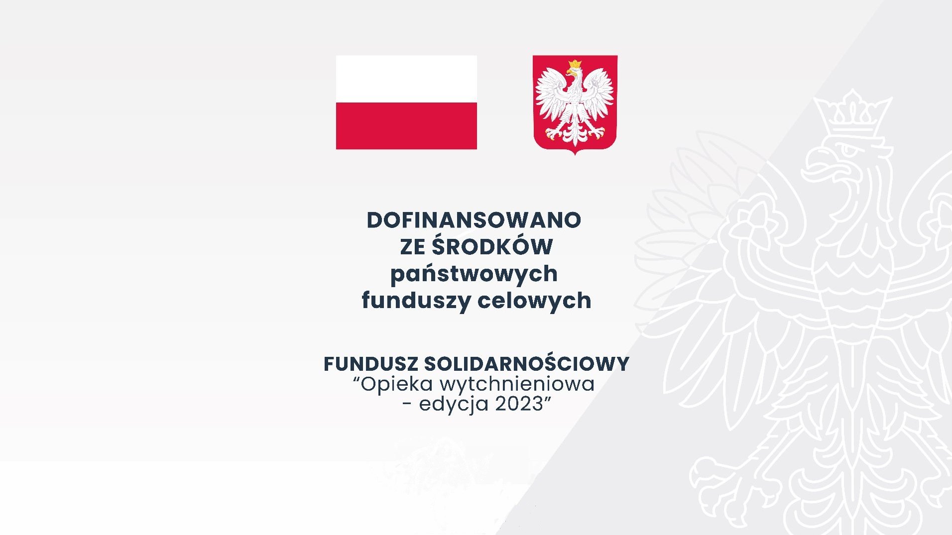 Grafika z polską flagą i godłem i informacją o dofinansowaniu