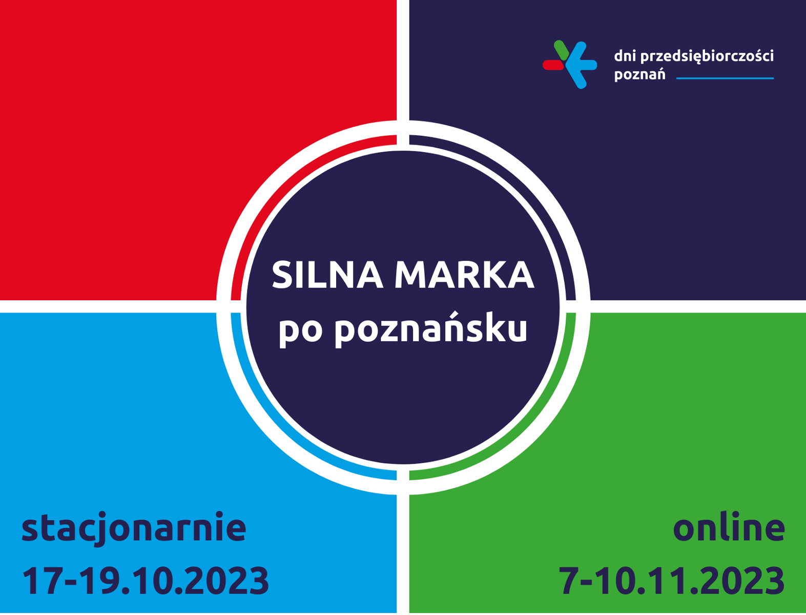 Grafika: kolorowe kwadraty, w centrum napis: silna marka po poznańsku - grafika artykułu