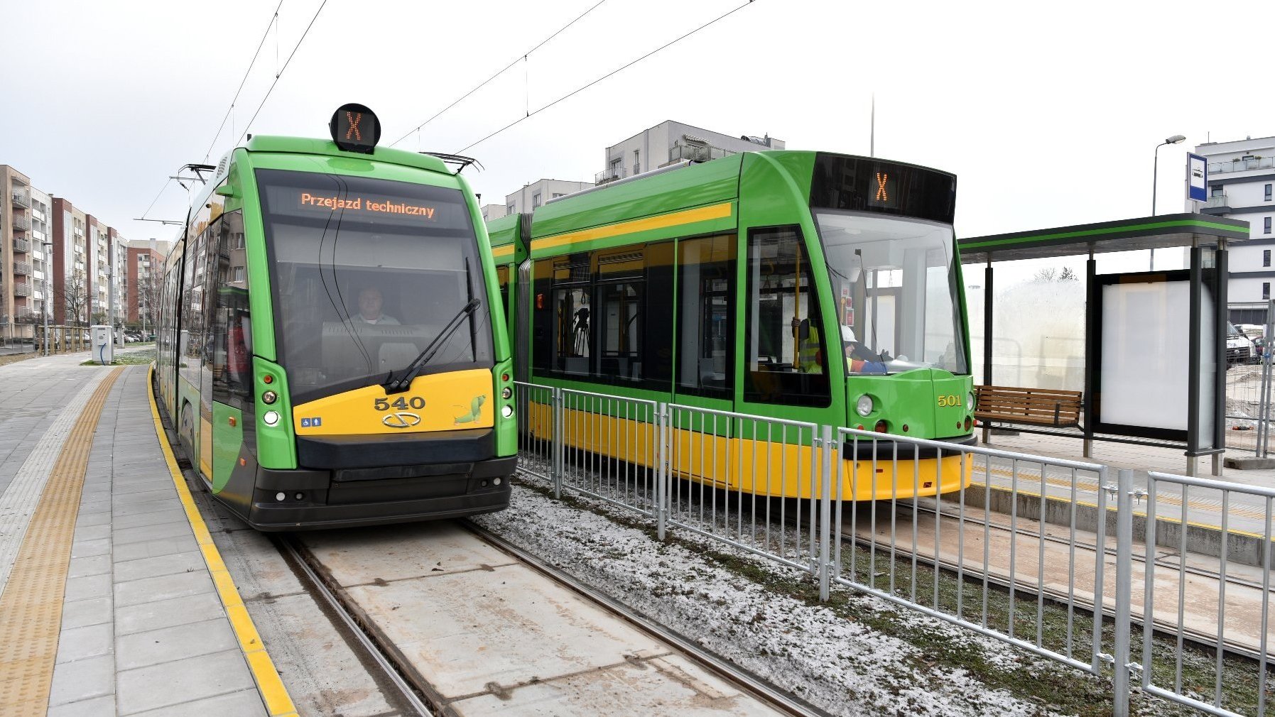 Zdjęcie z testowych przejazdów tramwajów po trasie kórnickiej