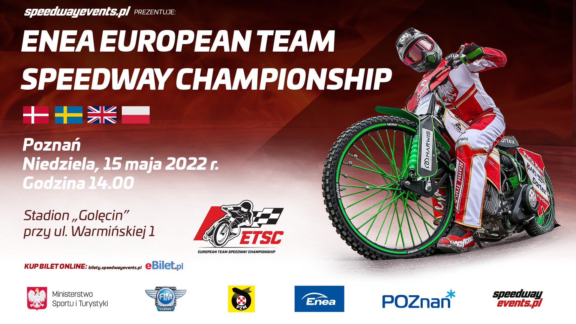 Plakat promujący Enea European Team Speedway Championship 15 maja w Poznaniu