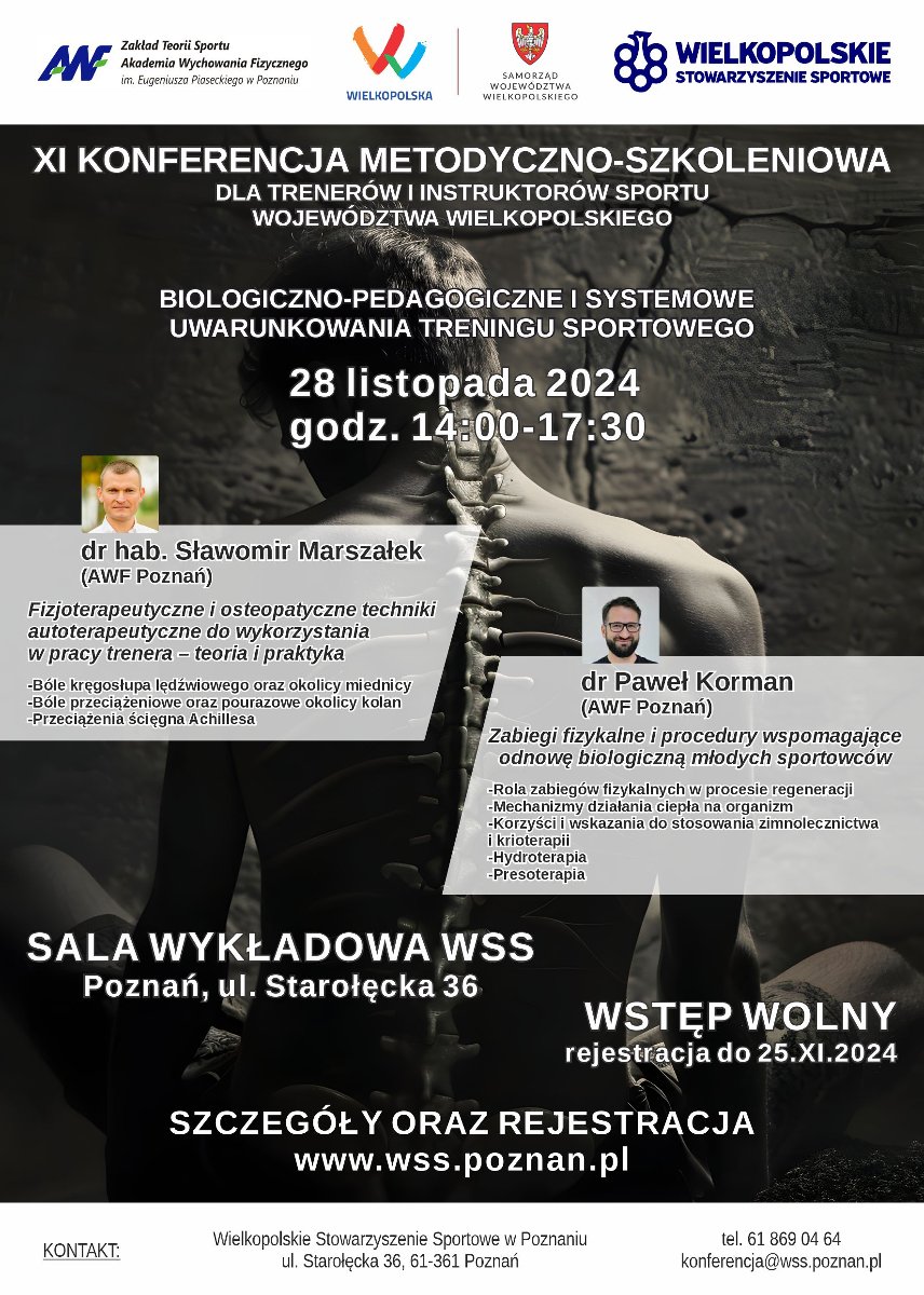 Plakat XI Konferencji Metodyczno-Szkoleniowej dla trenerów i instruktorów sportu województwa wielkopolskiego - grafika artykułu