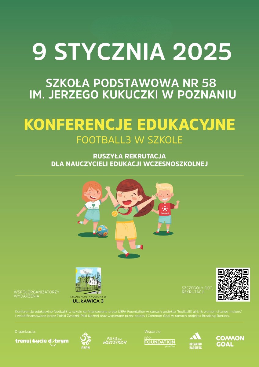 Konferencja edukacyjna football3 w szkole 2025 w Poznaniu - plakat wydarzenia - grafika artykułu