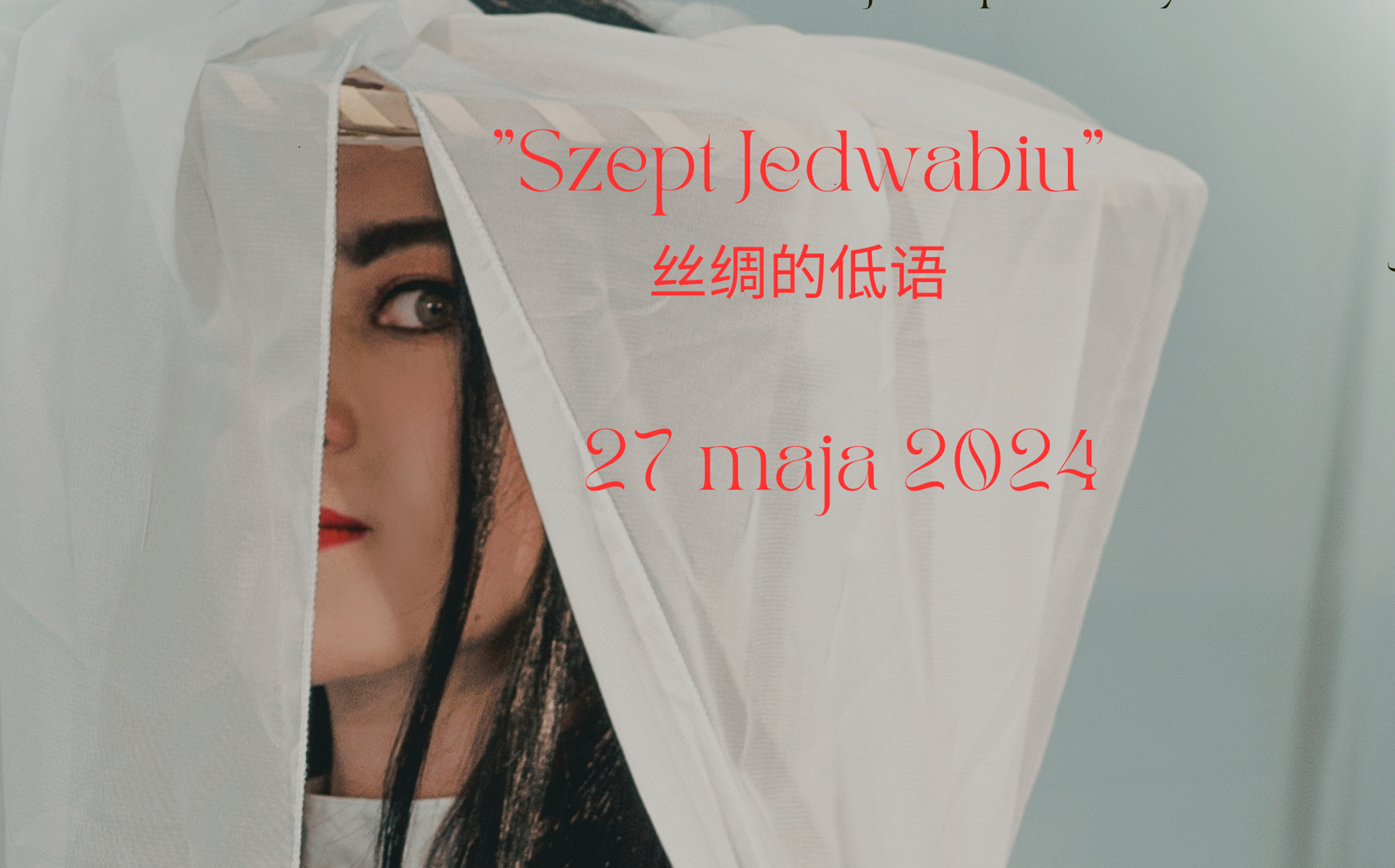 a photo of a woman with long black hair, half of her face covered by a white cloth - grafika artykułu