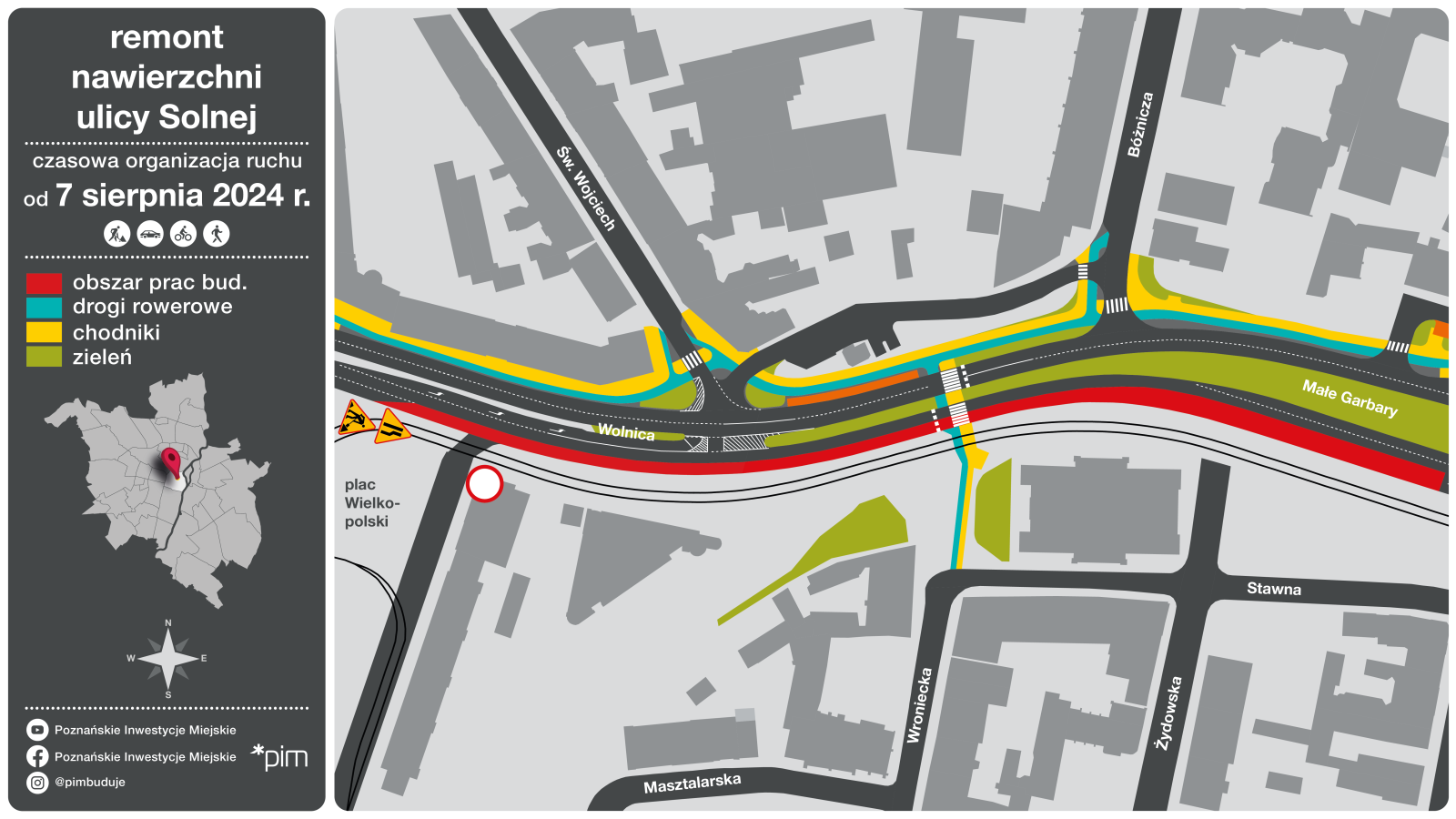 Grafika z mapą i zmienioną organizacją ruchu - grafika artykułu