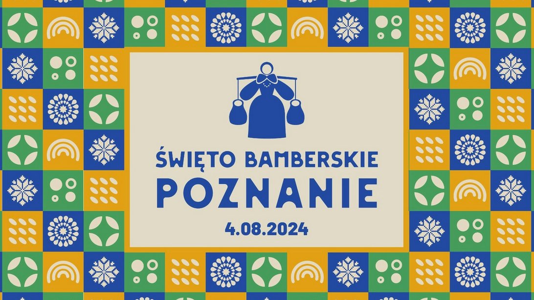 Kolorowa grafika z napisem: święto bamberskie "Poznanie".