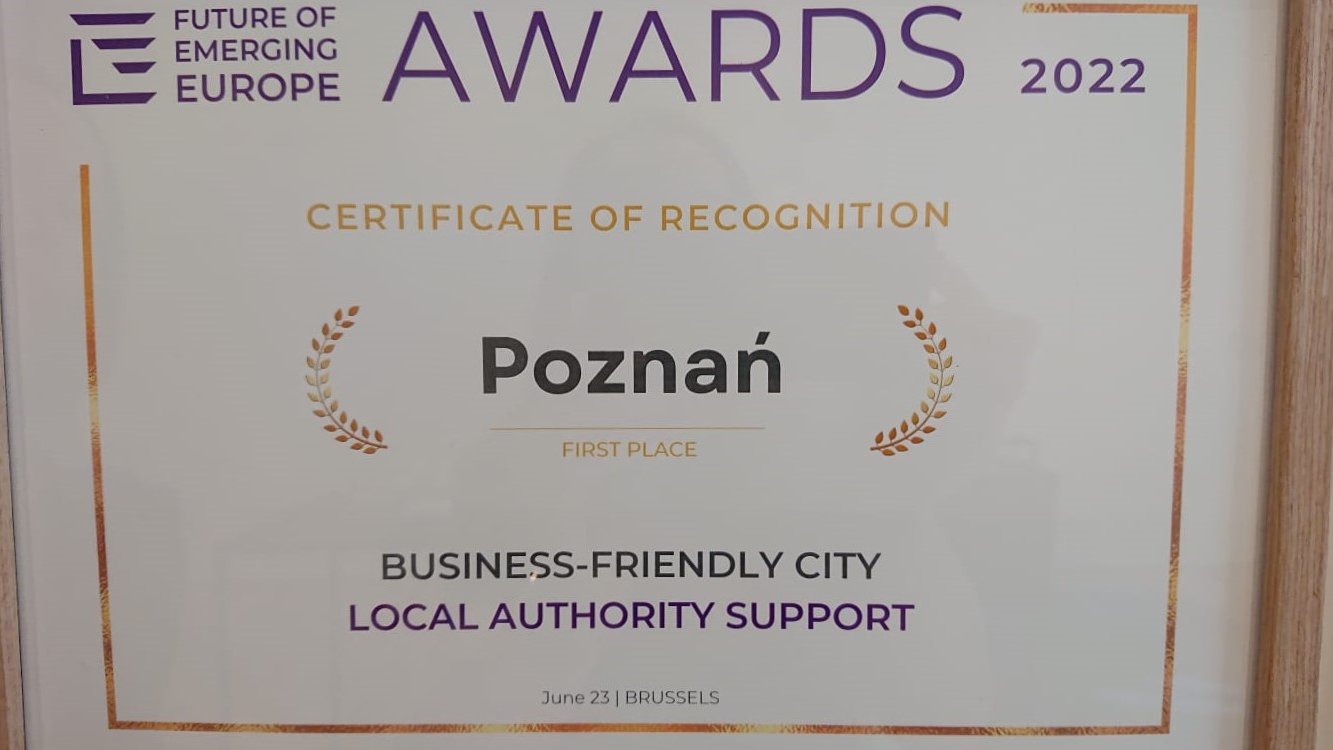 Poznań recognised as Business-friendly City