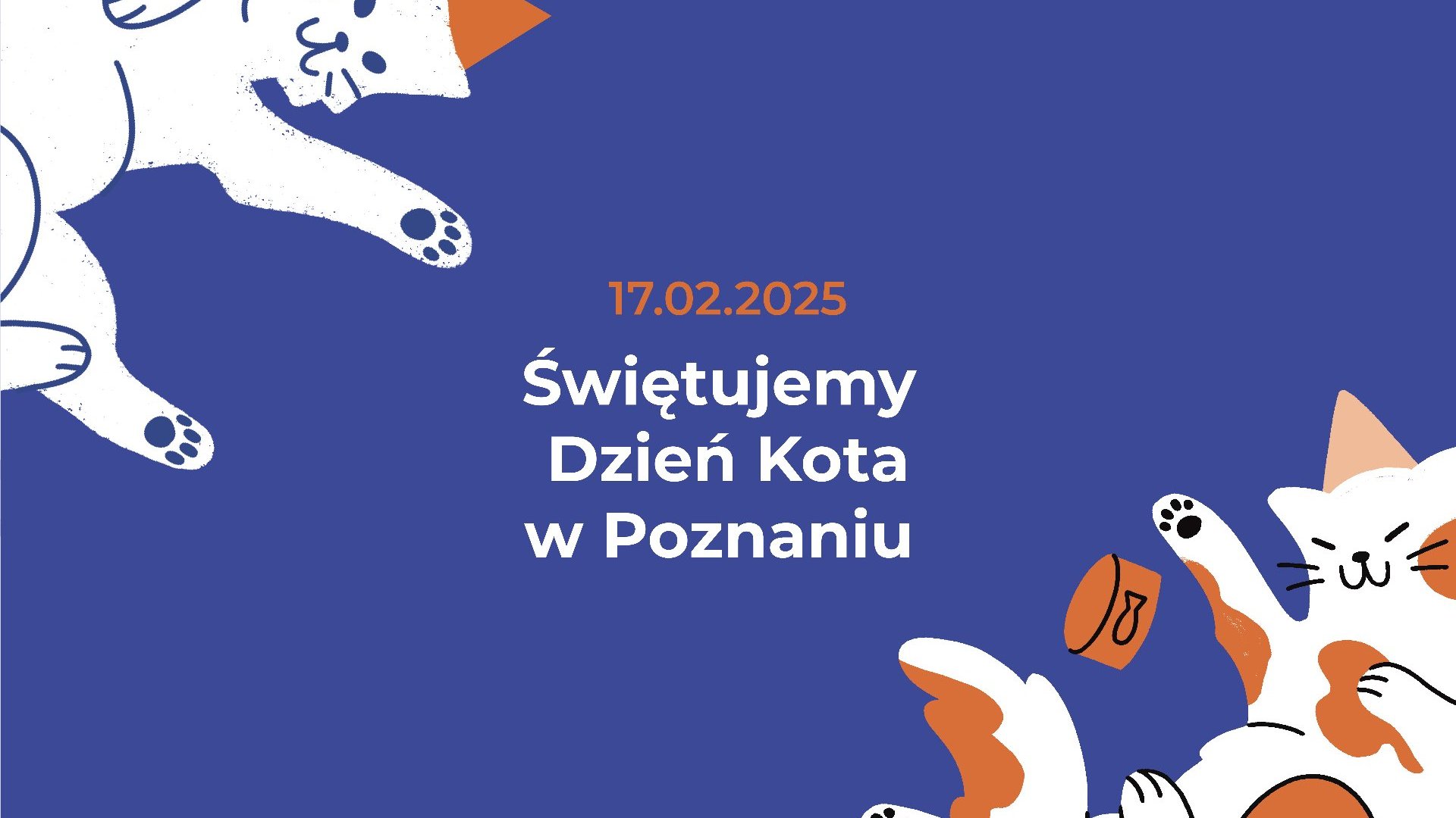 Grafika przedstawia rysunek dwóch kotów i informacje o dniu kota.