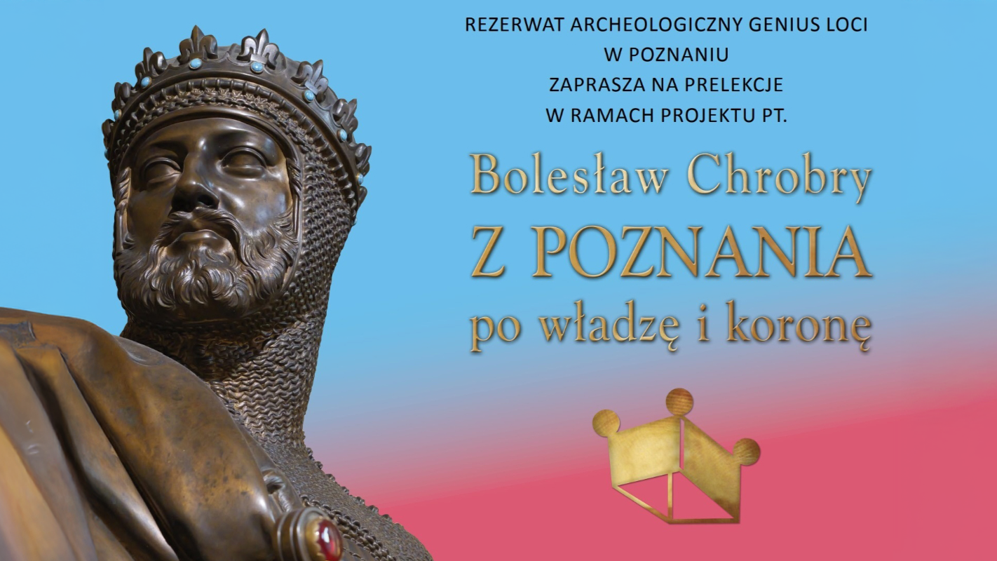 Posąg Bolesława Chrobrego, informacje o projekcie historycznym na różowo-niebieskim tle. - grafika artykułu