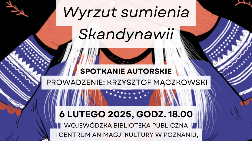 Plakat. Grafika z Saamką zasłoniętą napisami. Infomacje o wydarzeniu.