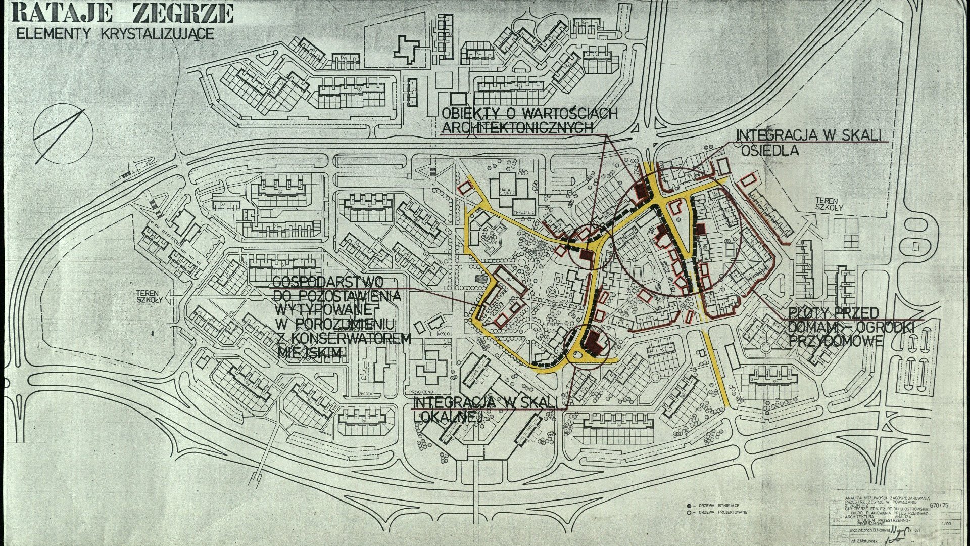 Stara mapa. Rataje Zegrze - elementu krystalizujące.