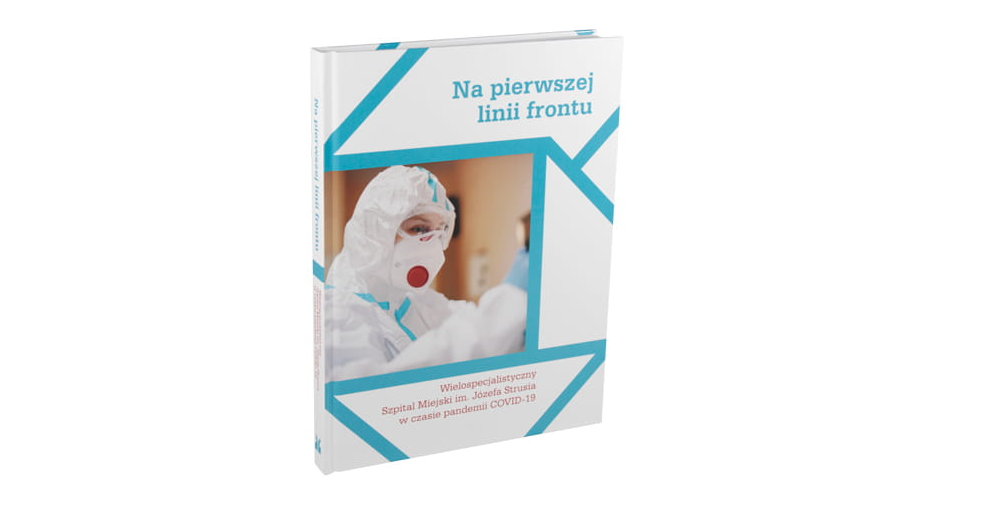 Okładka książki na białym tle. Na okładce osoba w maseczce covidovej pobierająca wymaz. - grafika artykułu