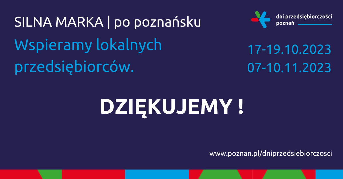 Grafika z podziękowaniem za udział i współorganizację Dni Przedsiębiorczości Poznań 2023 - grafika artykułu