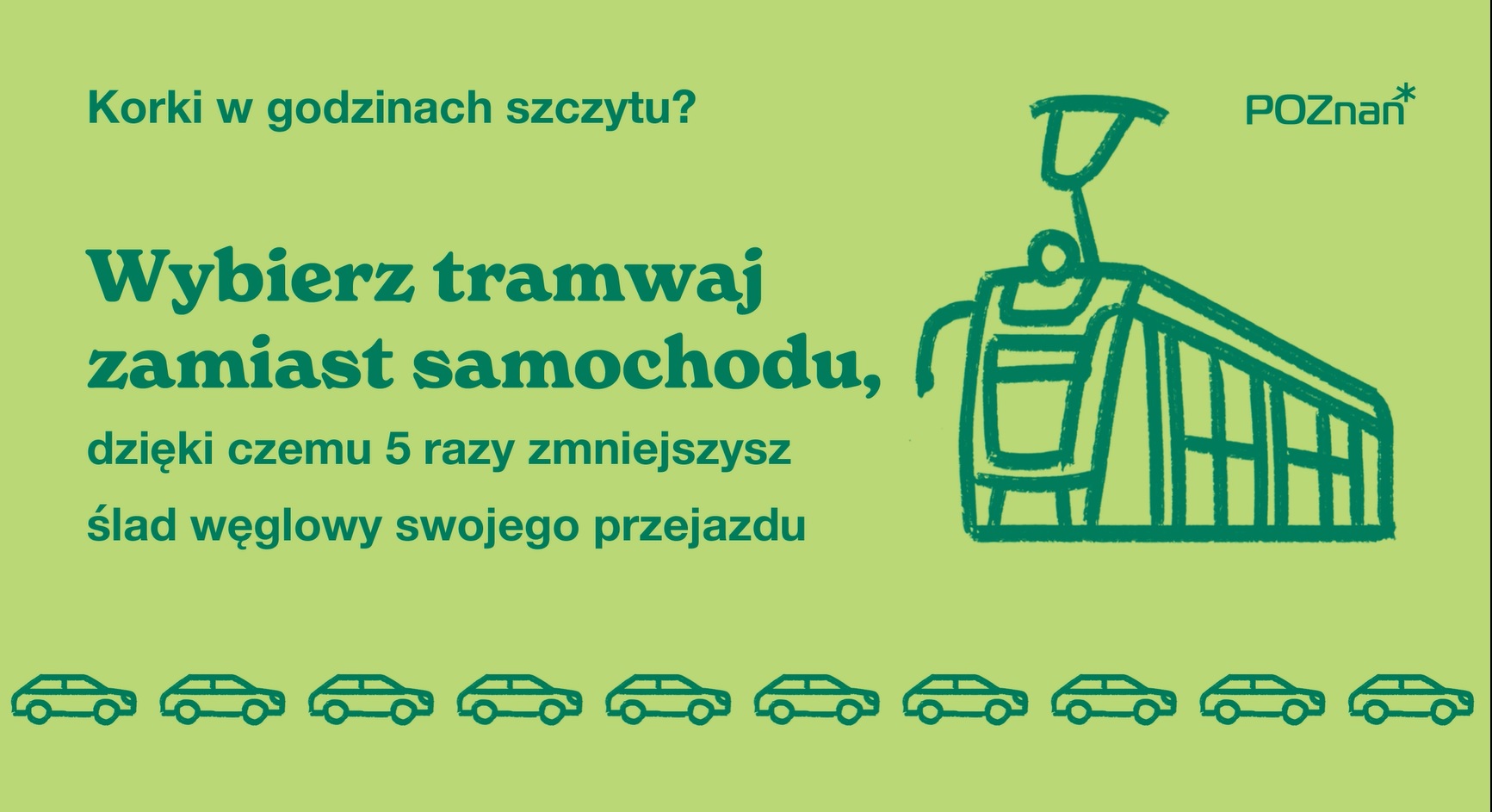 Korki-tramwaj-samochód - porównanie. Źródło: Urząd Miasta Poznania.