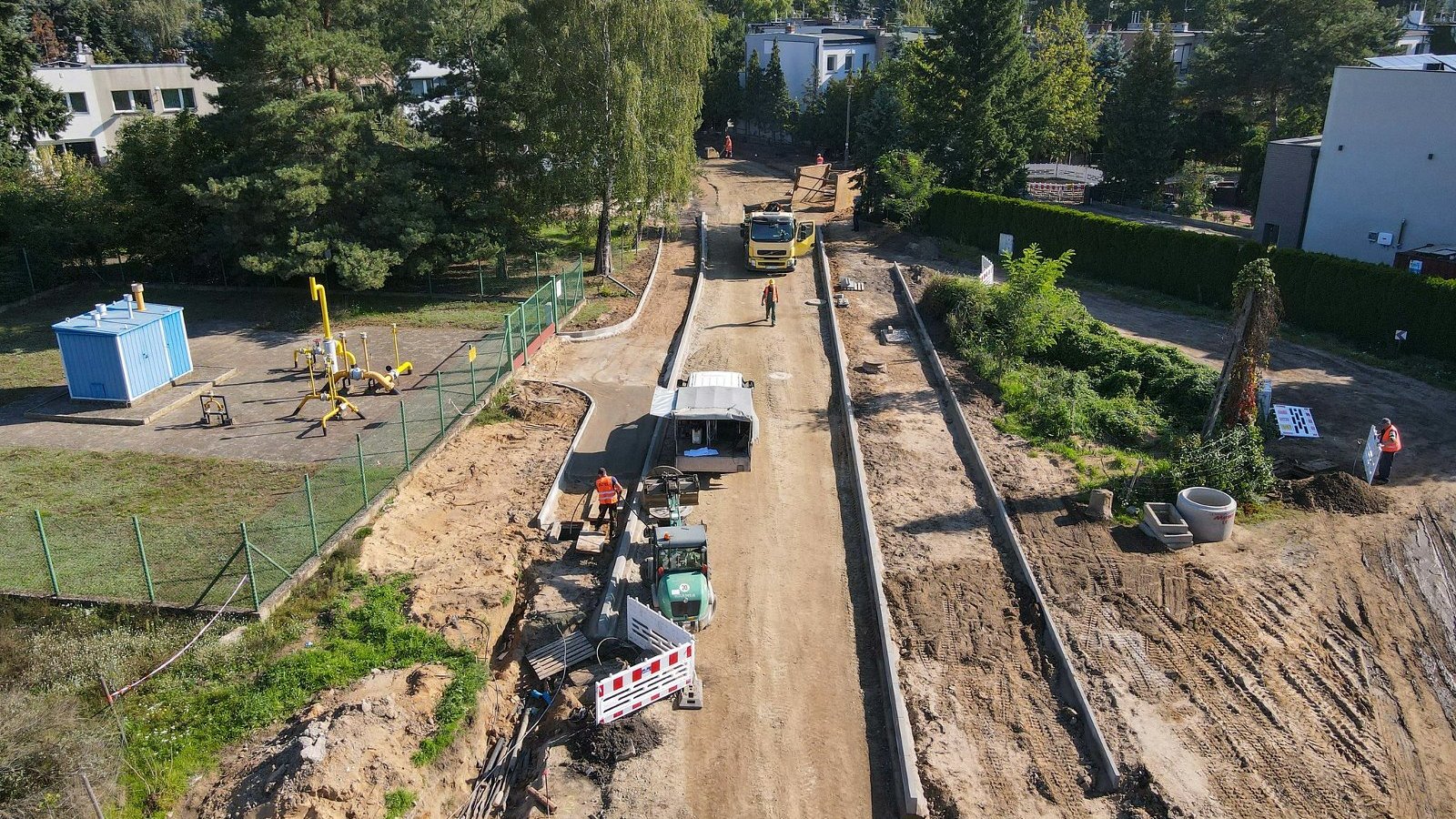 Na zdjęciu remont ulicy widziany z lotu ptaka