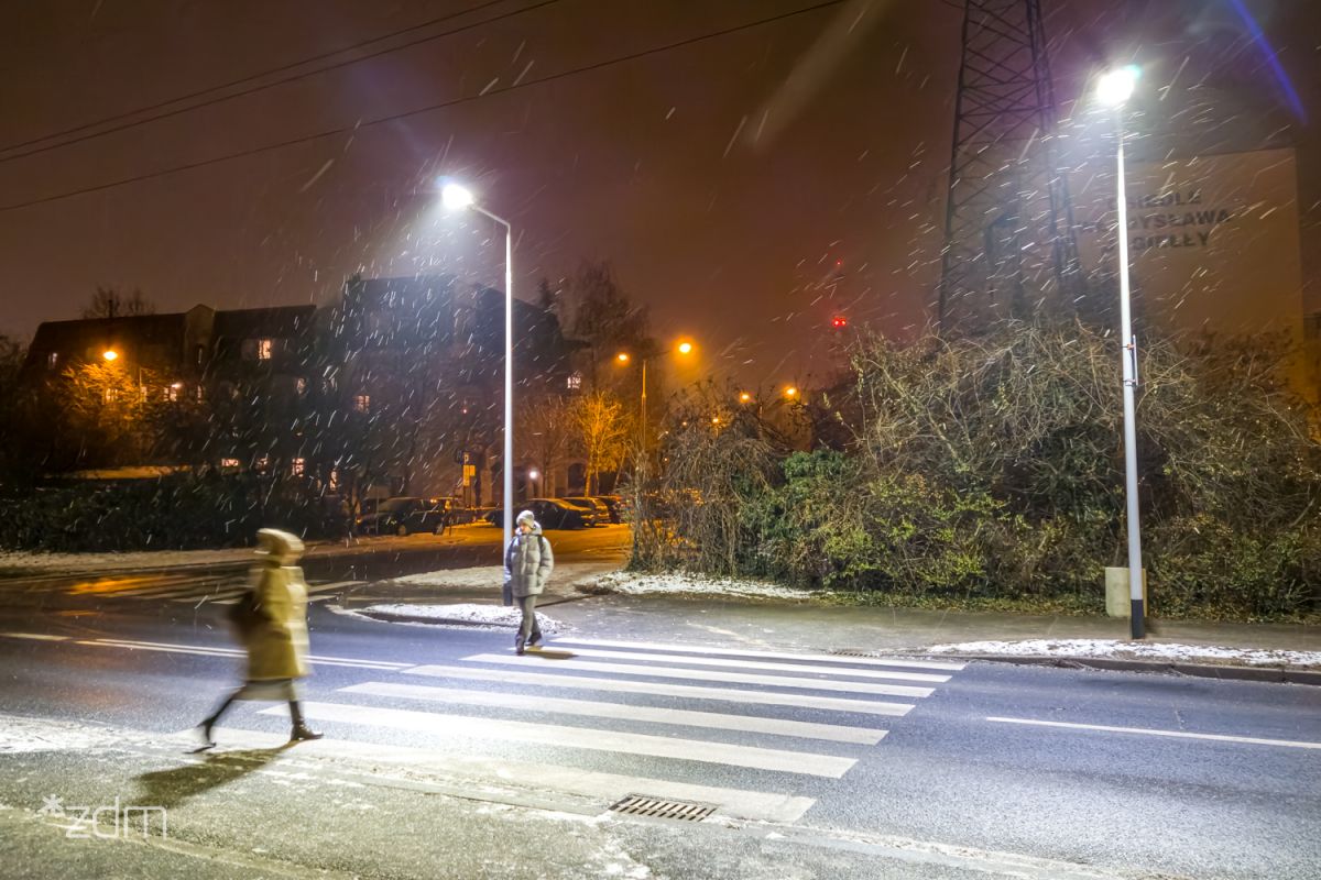 Galeria zdjęć przedstawia oświetlone przejście dla pieszych. - grafika artykułu