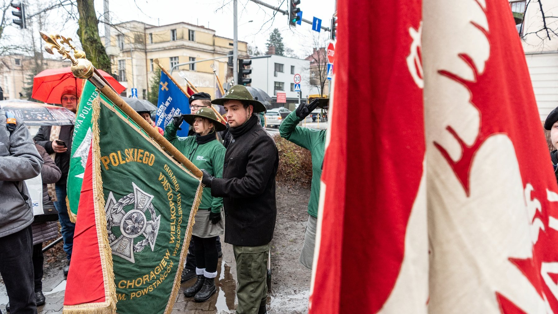 Galeria zdjęć przedstawia uroczystości z okazji 105. rocznicy podpisania rozejmu w Trewirze. Na fotografiach widać, m.in. uczestników obchodów i poczty sztandarowe.